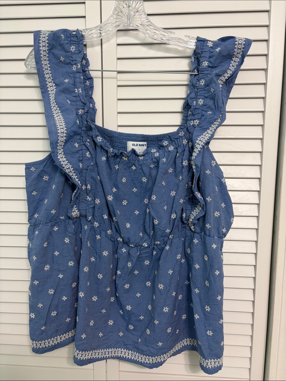Old Navy Blue Ruffle-Trim Floral Tank Top
